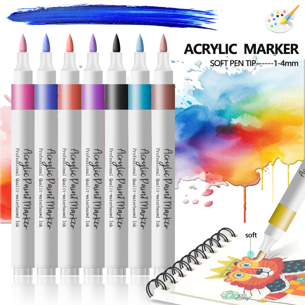 12colors/box Acrylic Markers for Children's Drawing and Doodling