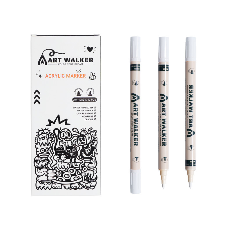 12pcs/box Double-ended acrylic marker graffiti drawing pen