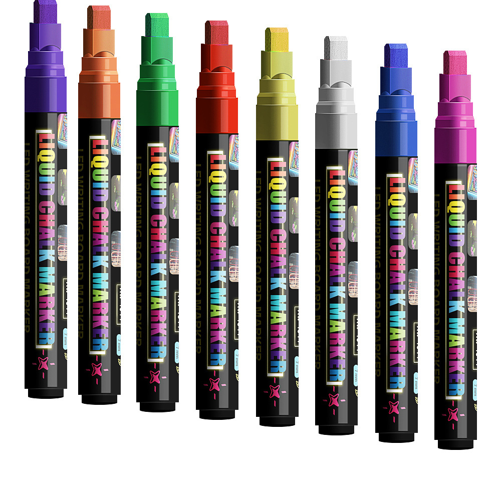 8colors/box Fluorescent board water-soluble dust-free handheld erasable marker