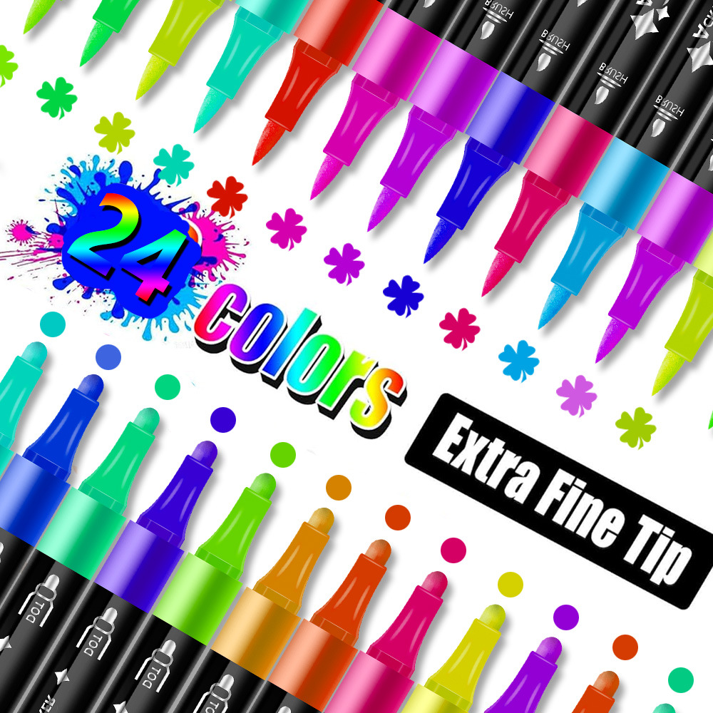 12pcs/box Acrylic marker with a doodle tip double-ended water-based acrylic pen 