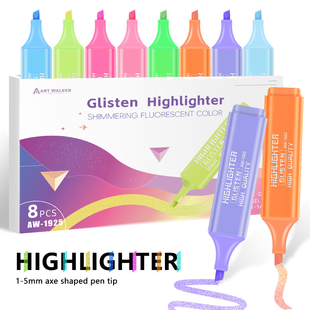 8colors/box Glitter Marker Highlight Pen for Cards