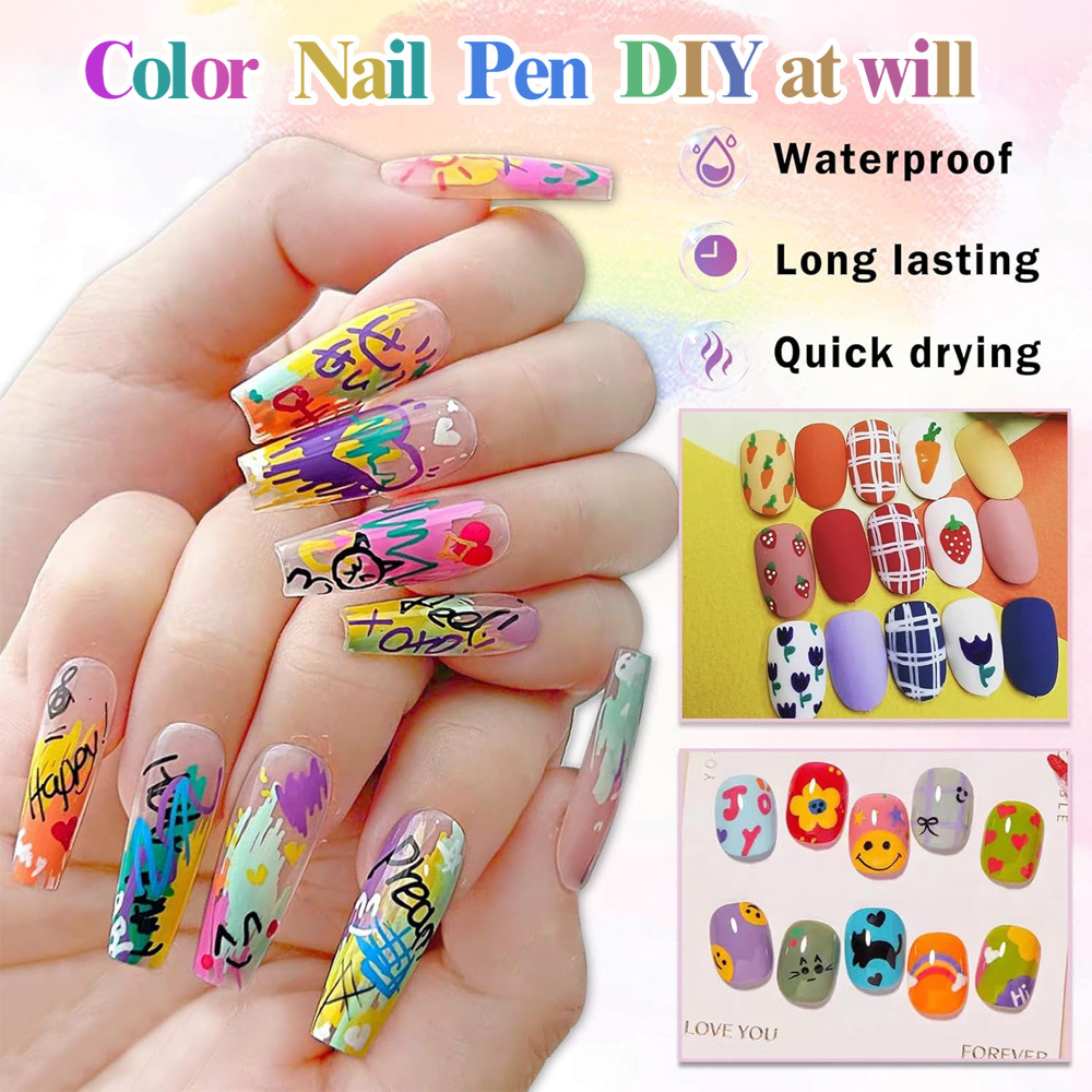 12colors/box Erasable Nail Art Doodle Pen Acrylic Marker Nail Art Tool