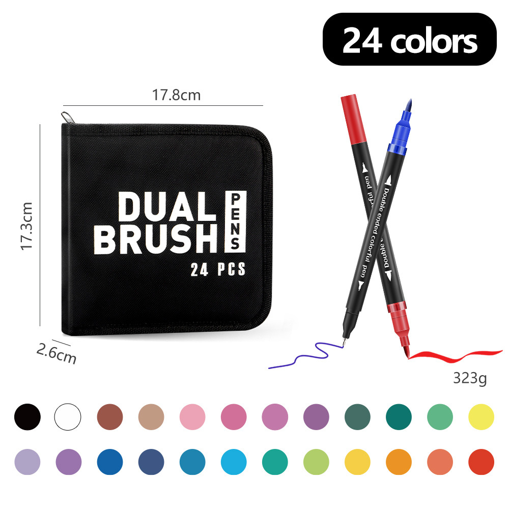 24colors/bag Double-ended outline marker and washable watercolor pen
