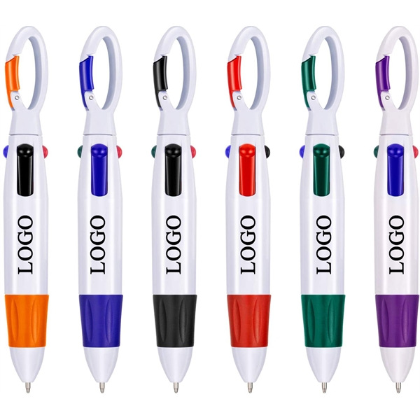 1pc Portable Carabiner Four-Color Promotional Ballpoint Pen