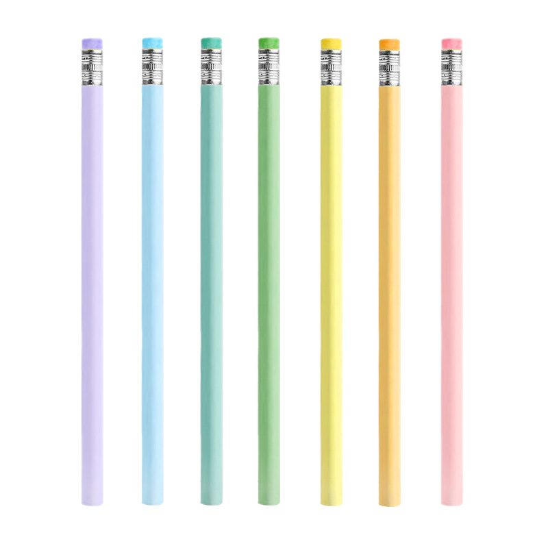 30pcs/bag Macaron-colored triangular glossy basswood HB pencils