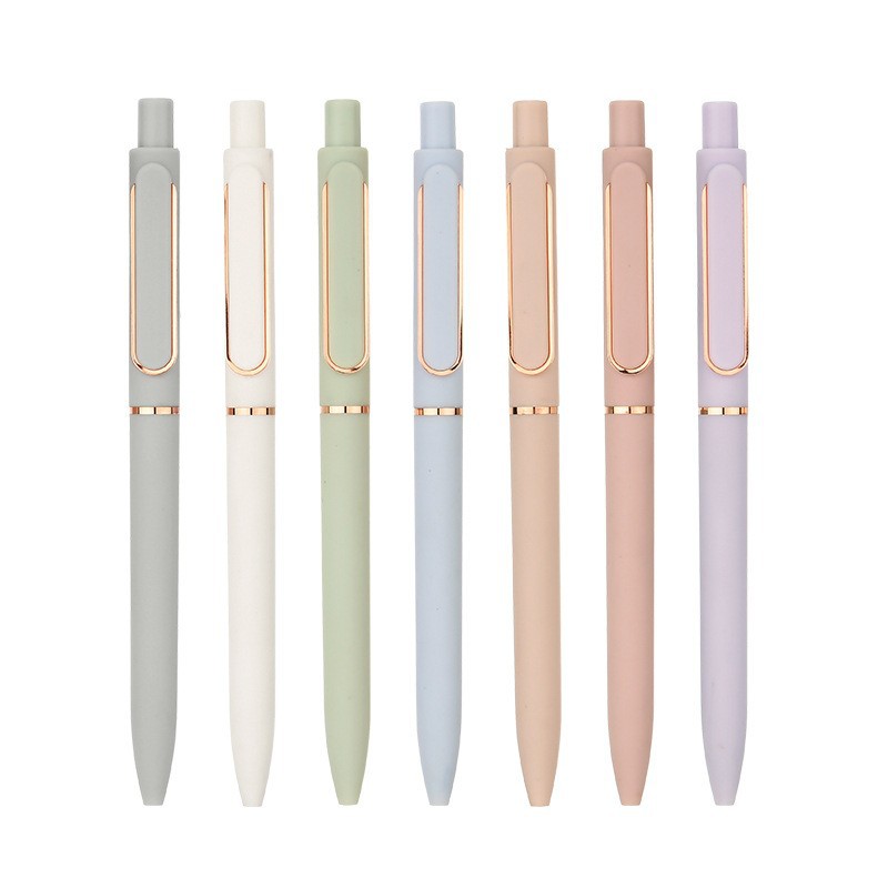 5pcs/box Click Pen Morandi Bullet Tip Metal Promotional Ballpoint Pen