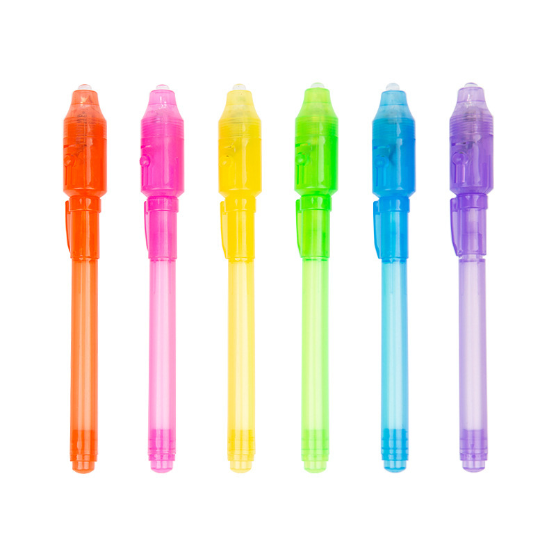 5pcs/bag Multi-functional UV Fluorescent Pen Custom Advertising Large-Head Plastic LED Light-Up Magic Toy Pen