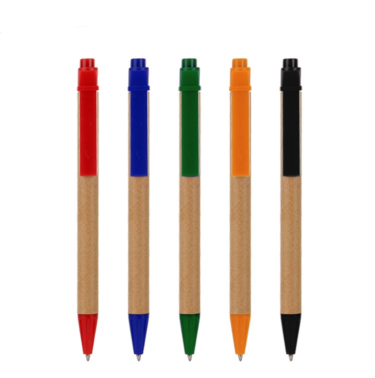 2pcs/set creative stationery kraft paper tube custom logo hotel conference event advertising ballpoint pen