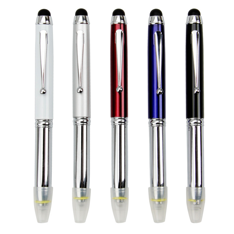 2pcs/set office stationery LED Light / Writing / Touch Three-in-One Promotional Gift Touchscreen Pen Tablet Stylus