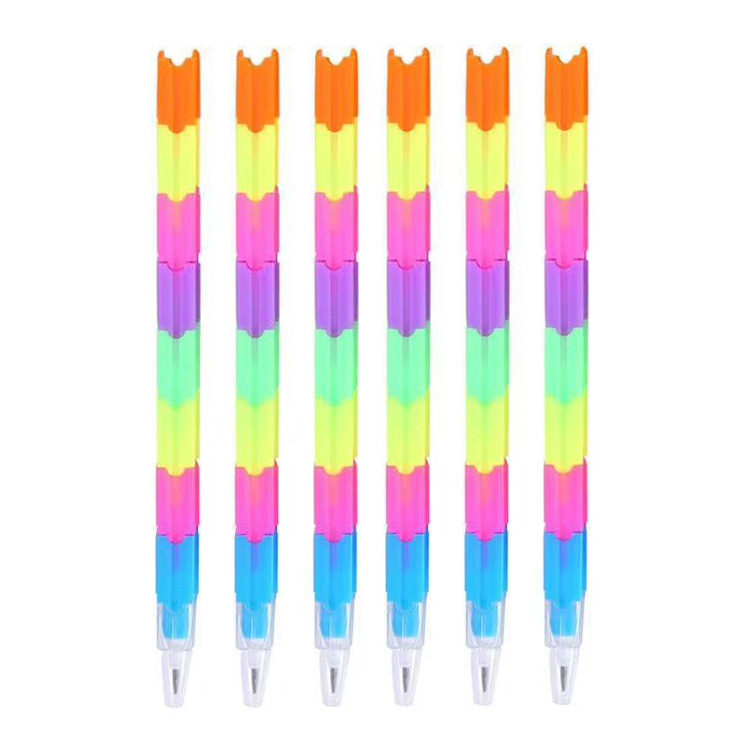 4pcs/bag Eraser-free pencil building block style rainbow bullet retractable pencils