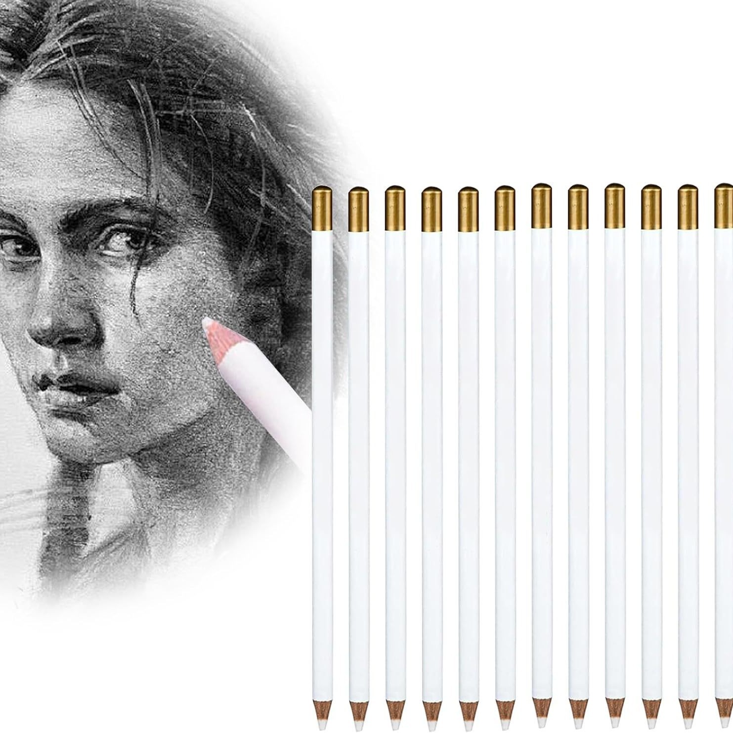 1pc Eraser Brightening Pointed Eraser Pencil Art Student Sketch Drawing Eraser-Like Art Material pencils