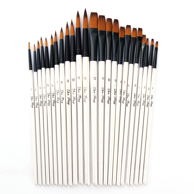 6pcs/bag pearl white handle nylon bristle oil paintbrush watercolor gouache oil paintbrush set