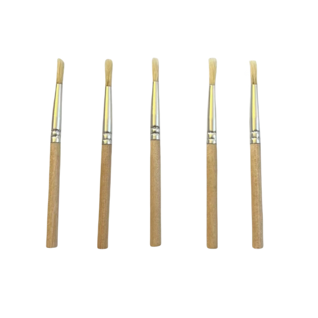 10pcs/bag Raw wood short-handle boar bristle small cleaning drawing oil painting brush