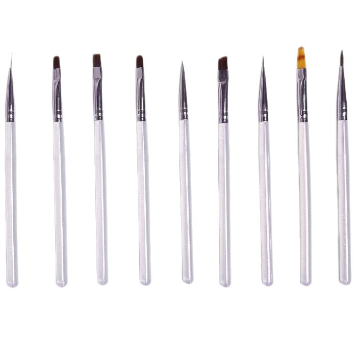 9pcs/set transparent rod nail art pen set for outlining painting multi-purpose nail tool specifically for nail salons