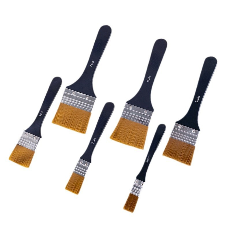 6pcs/set New Acrylic Oil Painting Board Brush with Nylon Bristles Wooden Art Painting Durable Brush Tool