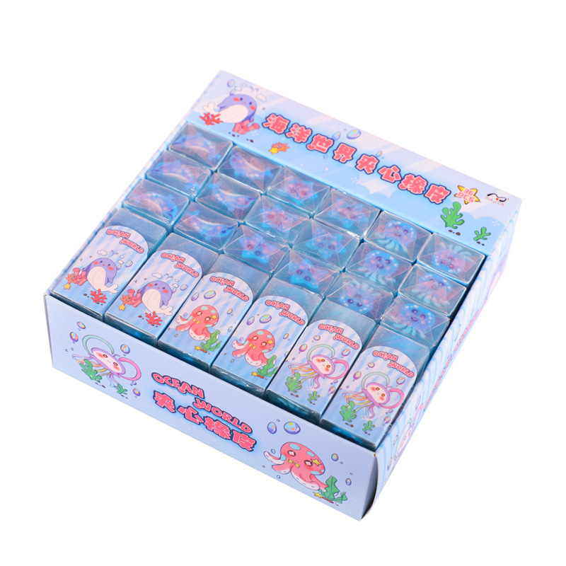 36pcs/box Cartoon eraser for elementary students cute children's fruit and animal sandwich erasers