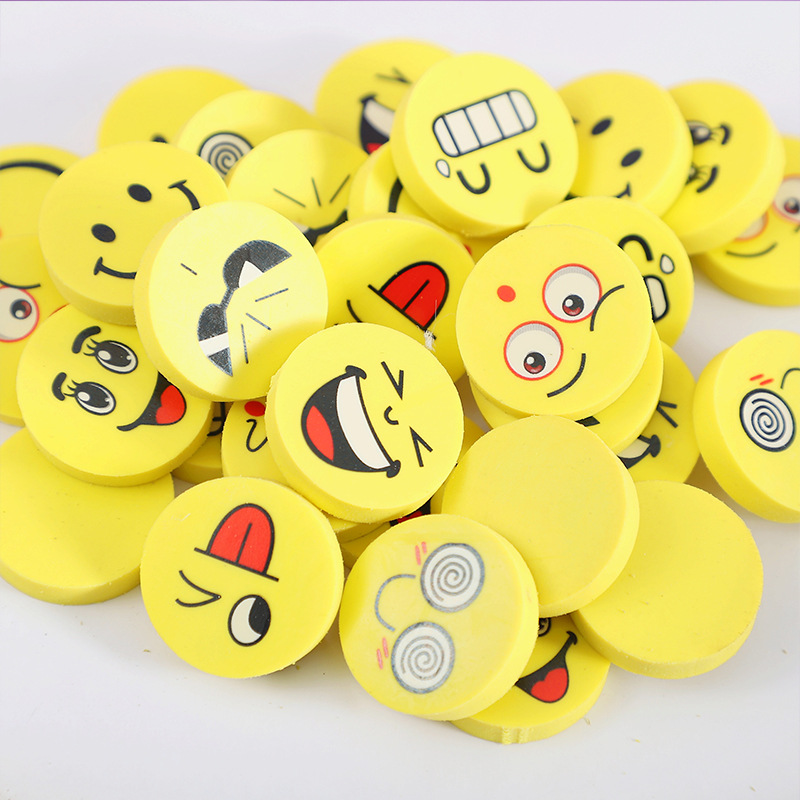 100pcs/box Children's cartoon eraser with expressions mini for kindergarten and primary school students