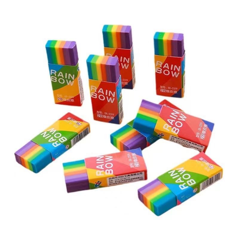 20pcs/box Rainbow Eraser Super Clean, No Residue, No Crumbling 2B Eco-Friendly Eraser Leaves Lines