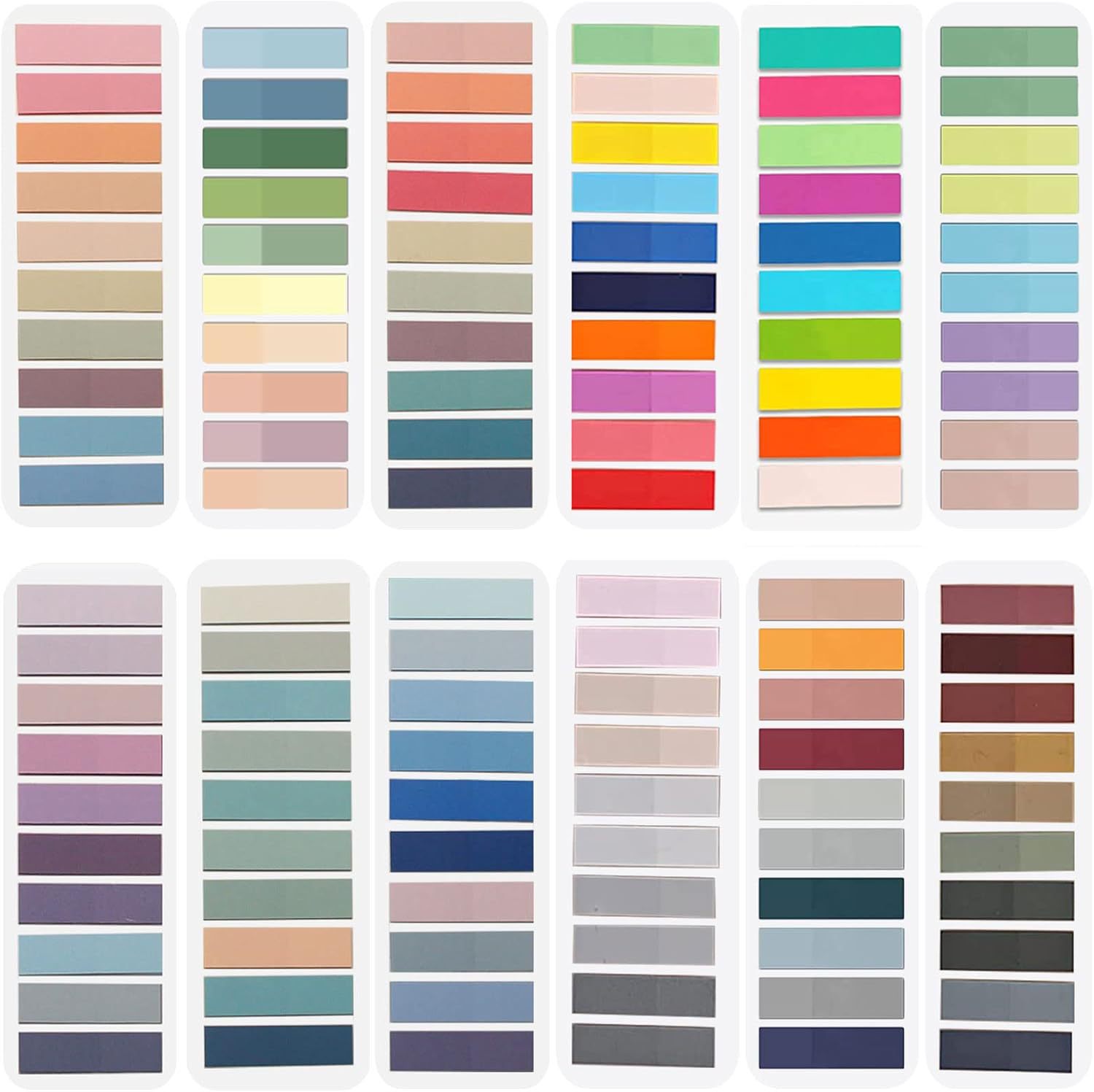 12pcs/set Pet Morandi color sticky notes categorized transparent memo notebook labels