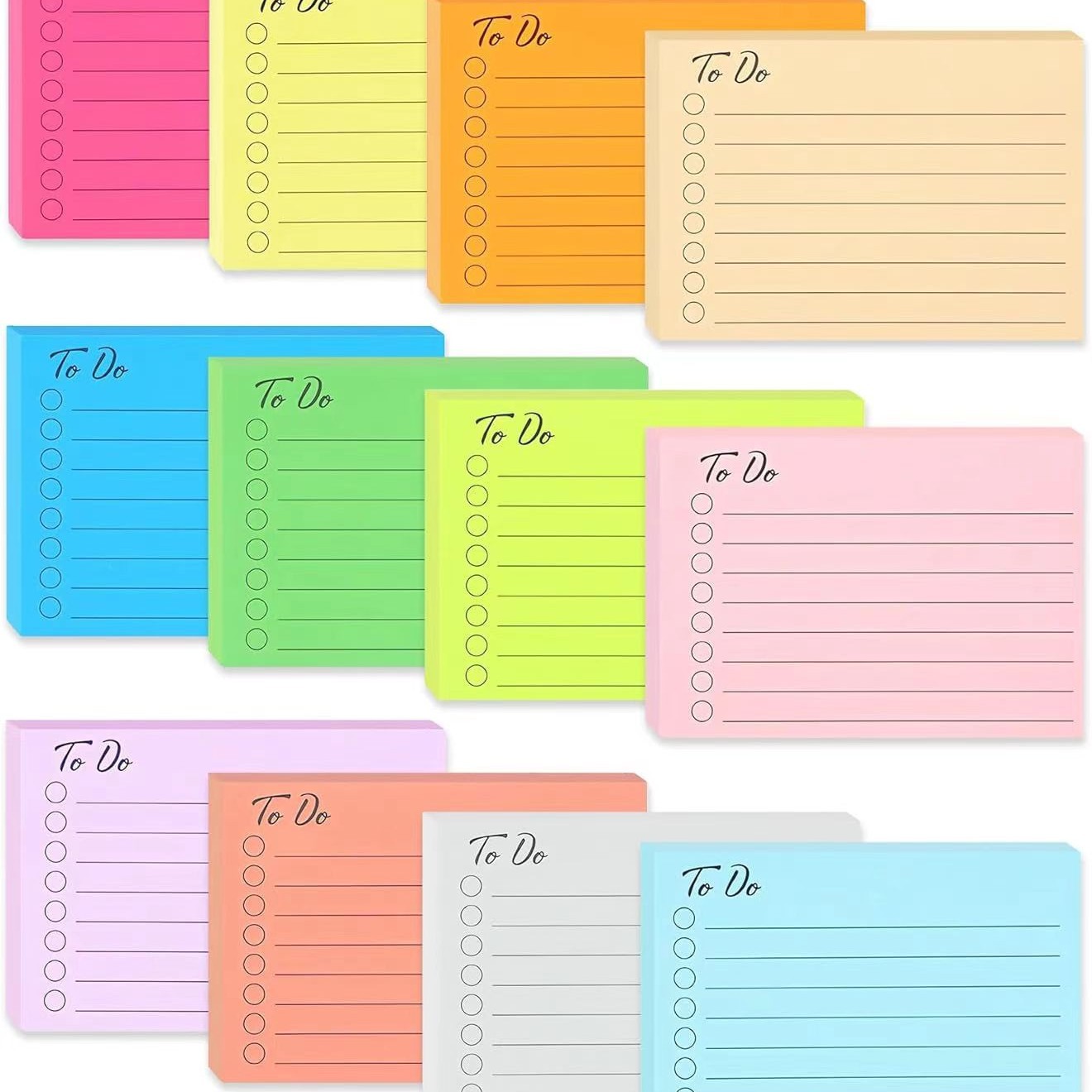 12packs/set Available in twelve colors vertical format strong adhesive can be stuck multiple times memo pad