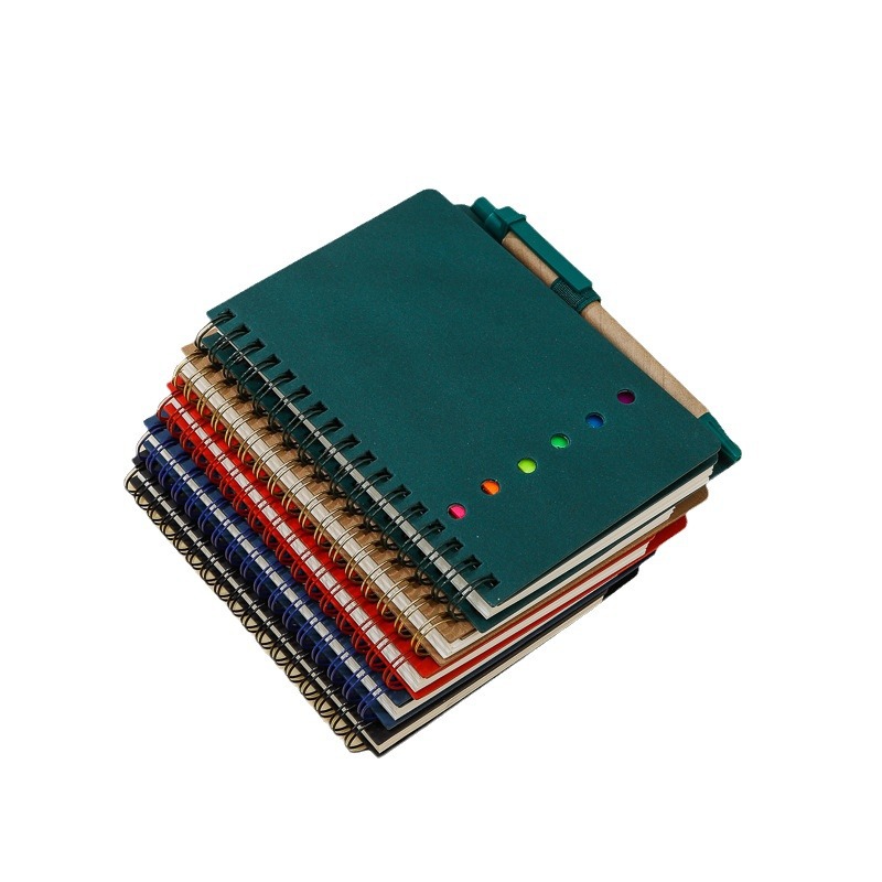 2pcs/set Sticky note set with pen multi-color spiral notebook customized logo