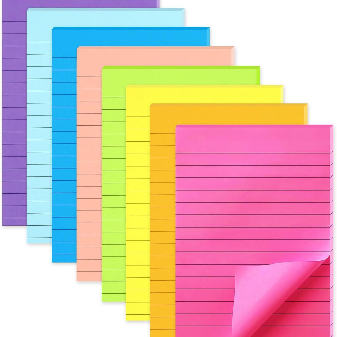 8pads/set Eight colors available horizontal line minimalist style ins notebook reusable sticky notes