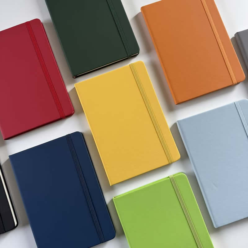 2pcs/set PU faux leather hard cover office business A5 notebook with strap and elastic band logo can be printed memo notebook