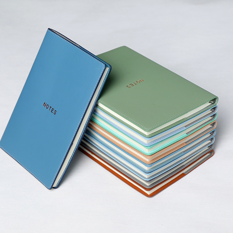 1pc Business PU soft leather notebook with logo printing leather paperback stationery notebooks