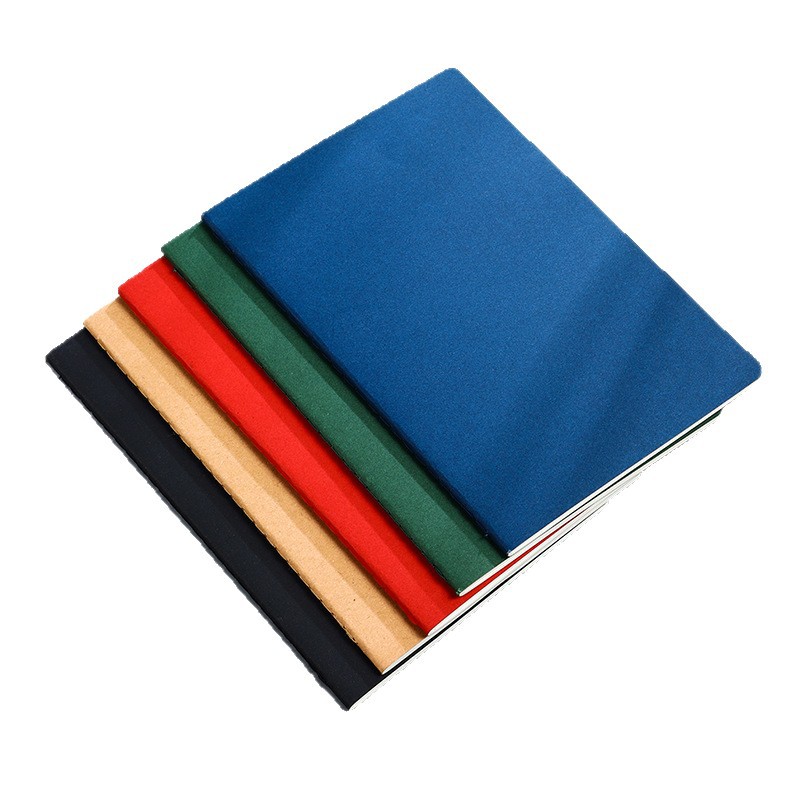 1pc A5 kraft paper notebook simple soft leather sewn binding horizontal lined homework notebooks