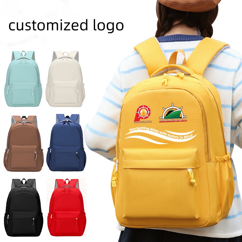 1pc Customized printed logo schoolbags for primary and secondary school students Junior and senior Large-capacity children's backpacks