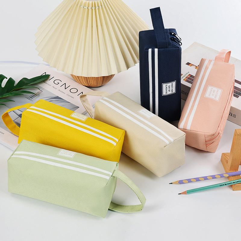 10pcs/set Double-layer Oxford cloth pencil case large capacity double pull pencil case for primary school students portable with zipper