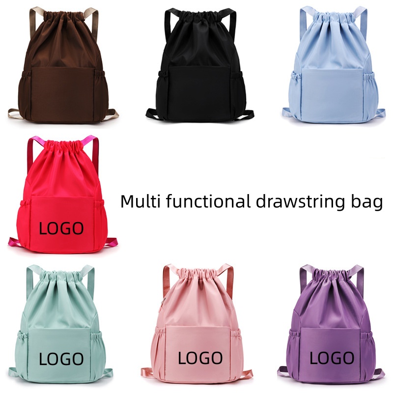 1PC Portable drawstring storage bag stylish versatile fitness bag large capacity travel backpack waterproof