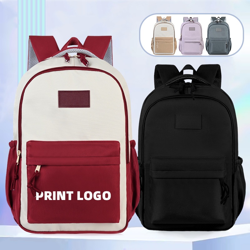 1PC Large capacity color blocking backpack for middle and high school students, customized printed logo gift bag