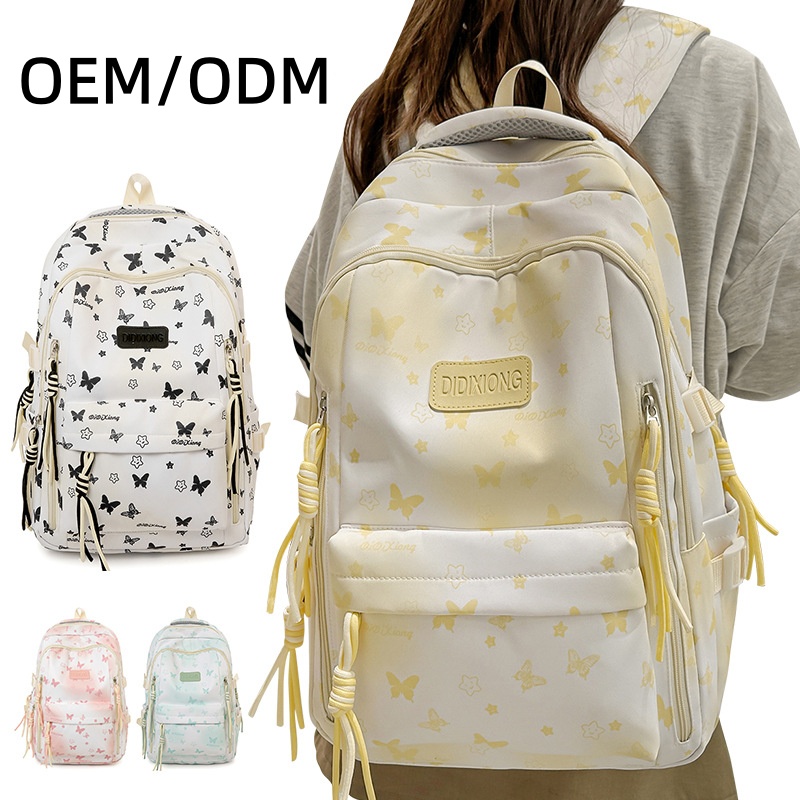 1PC Japanese Ins backpack with sweet and cute butterfly backpack large capacity lightweight travel schoolbag