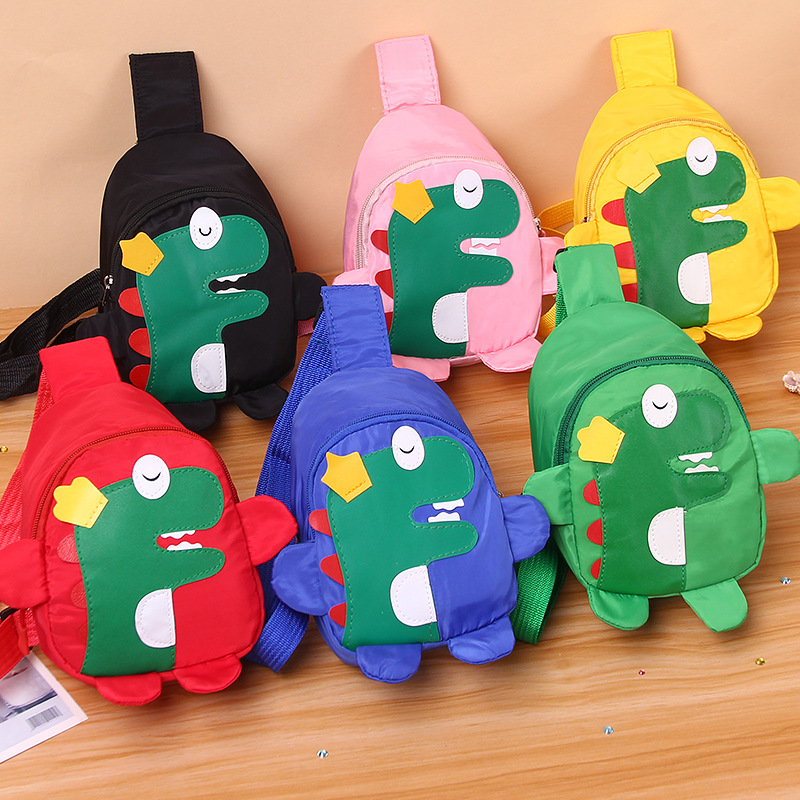 1pc Wholesale children's bags cartoon little dinosaur crossbody bag fashionable girls' canvas boys' crossbody single-shoulder bag