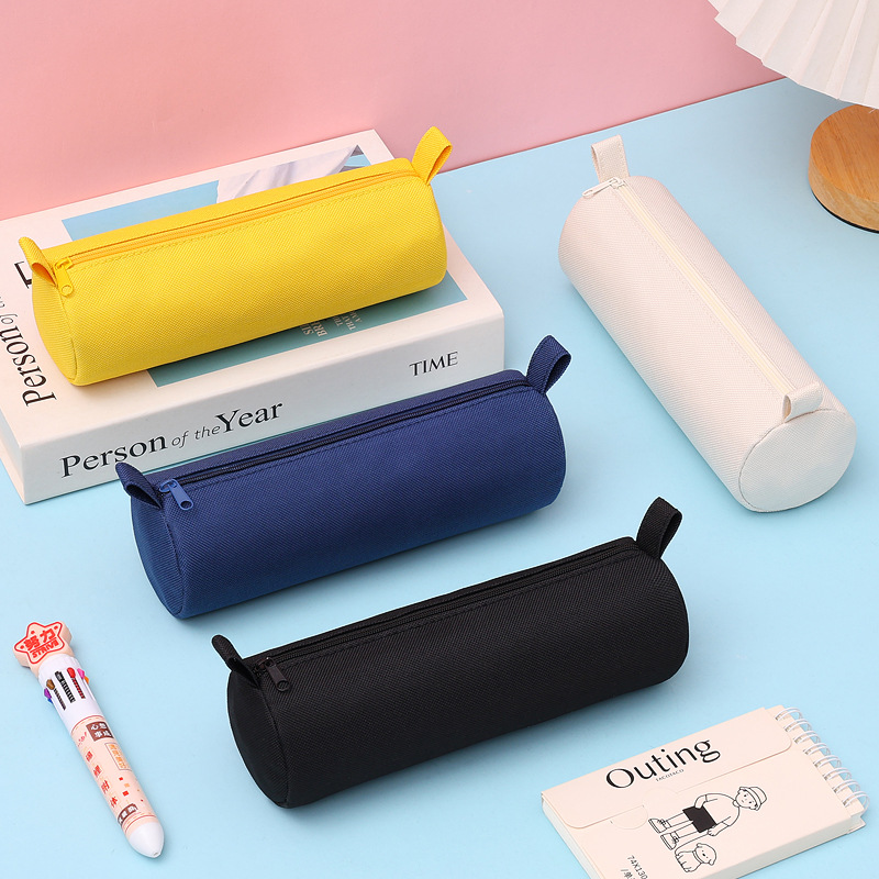 1pc School Season Round-shaped Cartoon Cute Pen Holder with Large Capacity Pencil Box High-end Storage Bag for Stationery