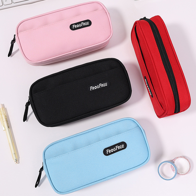 1pc Double-layer pen bag custom wholesale simple pencil case for primary school students large capacity