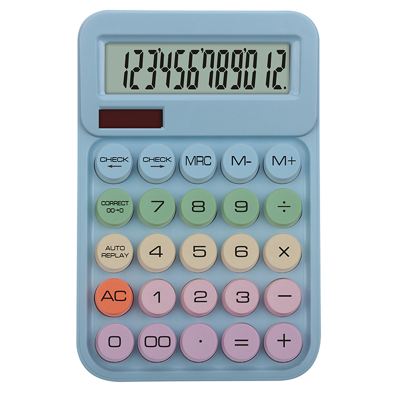 1pc Flexible Keyboard True Solar Macaron Color 12-Digit Office Calculator