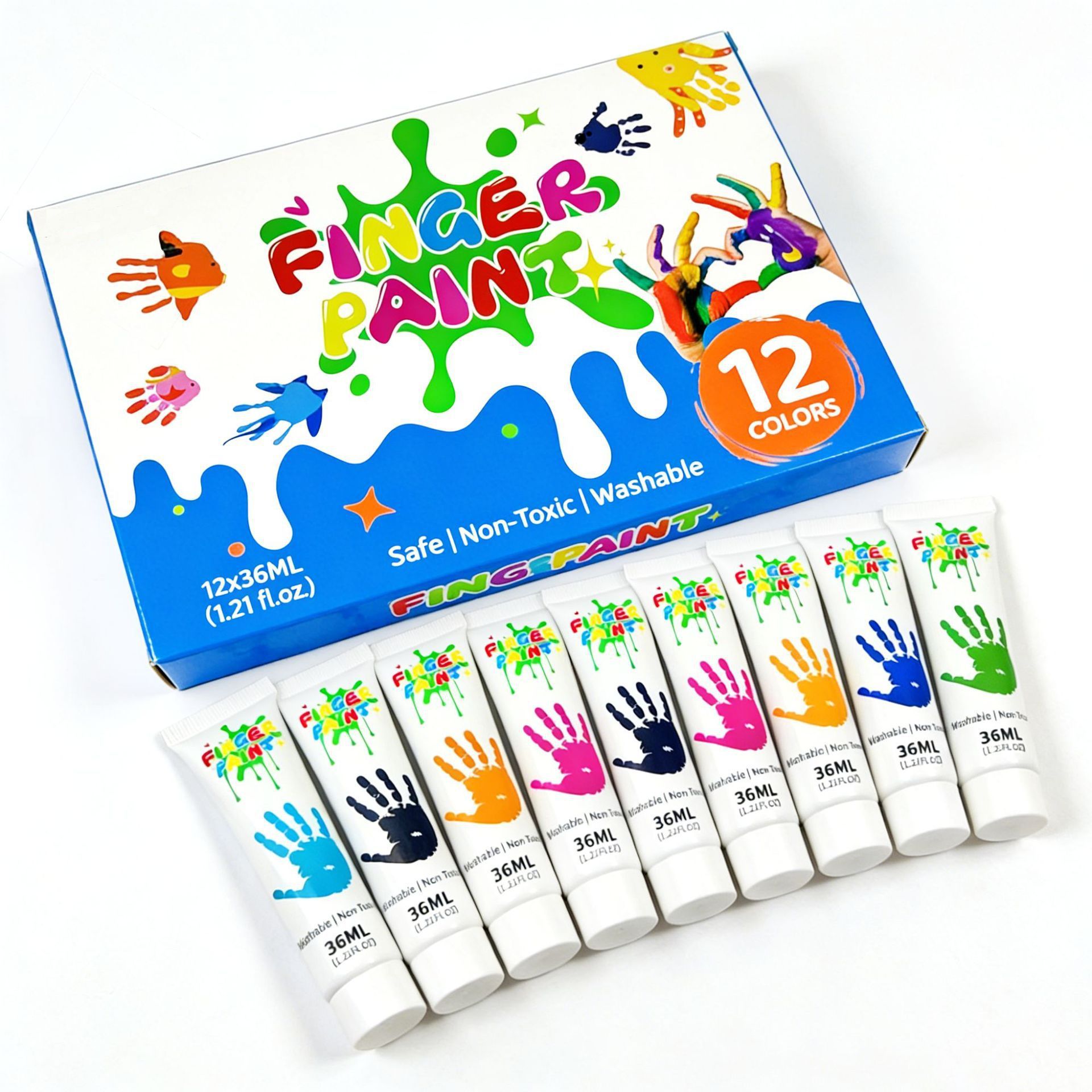 Children's Finger Paint 36ML Soft Tube Paint 12Colors/set DIY Washable Handprint Clay Printing Painting Wholesale