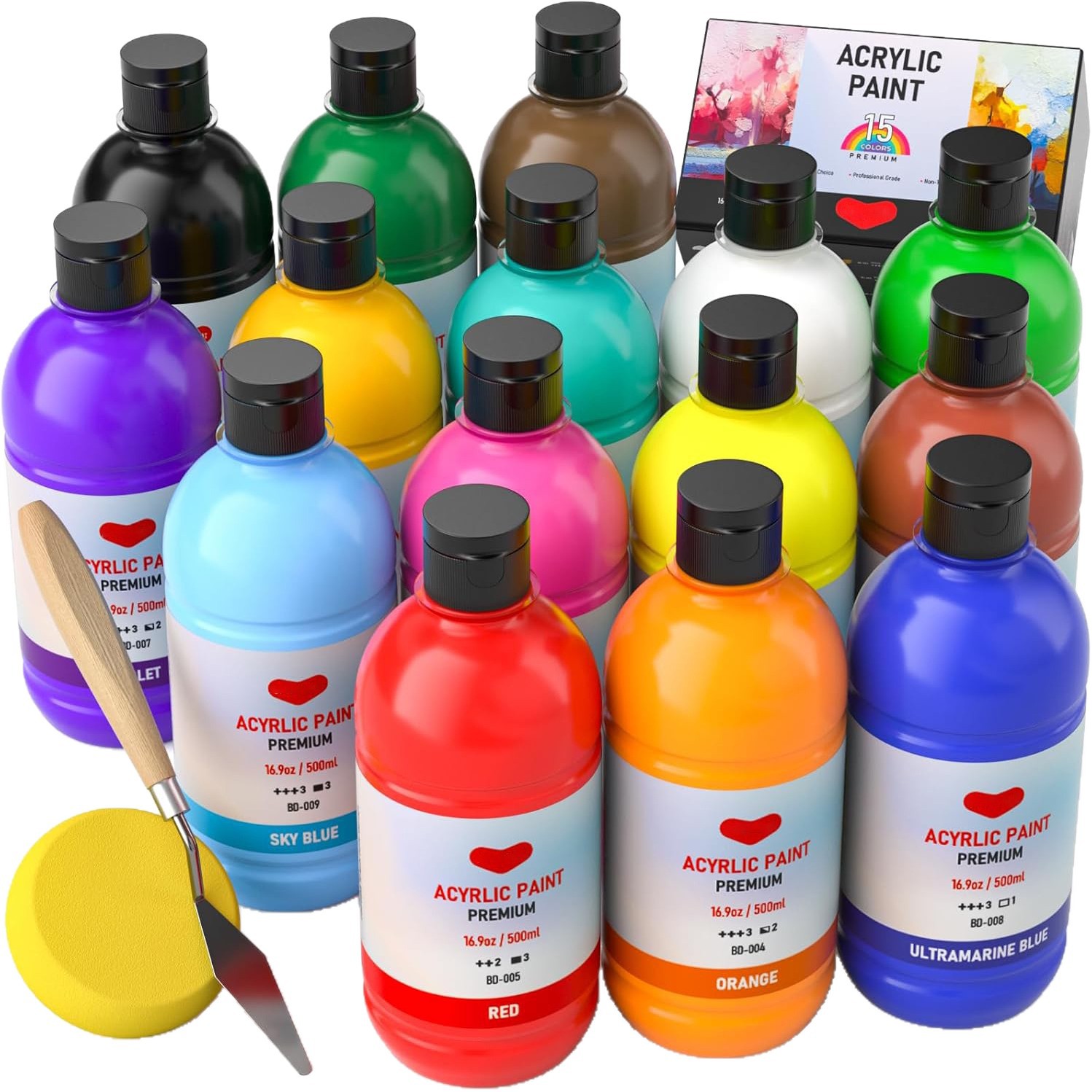 1pc Large capacity 500ml acrylic paint DIY concentrated paint for wall painting waterproof sun-resistant high-quality coloring paint