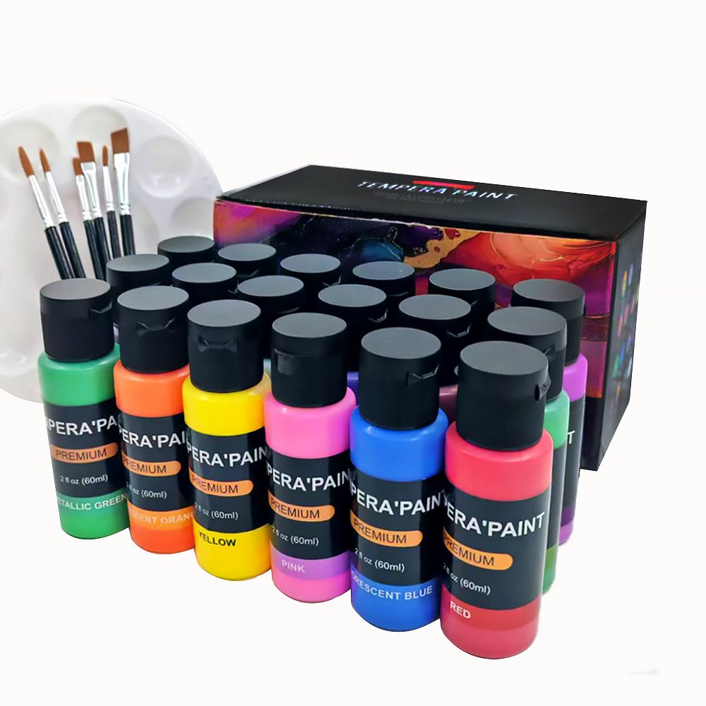 18-colors/set fluid egg tempera paint 60ml set for painting crafts creative DIY children's art acrylic washable