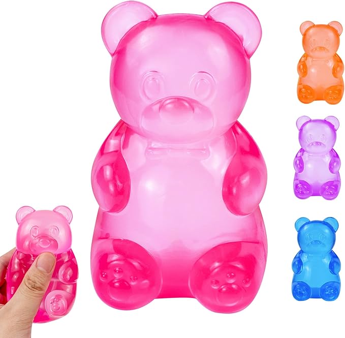 1pc Gummy Bear Squishy, Stress Bear Taba Squishy, Taba Squishy Toys for Kids, Stress Balls Valentines Day Gifts Birthday Gifts Party Favors-Rosy