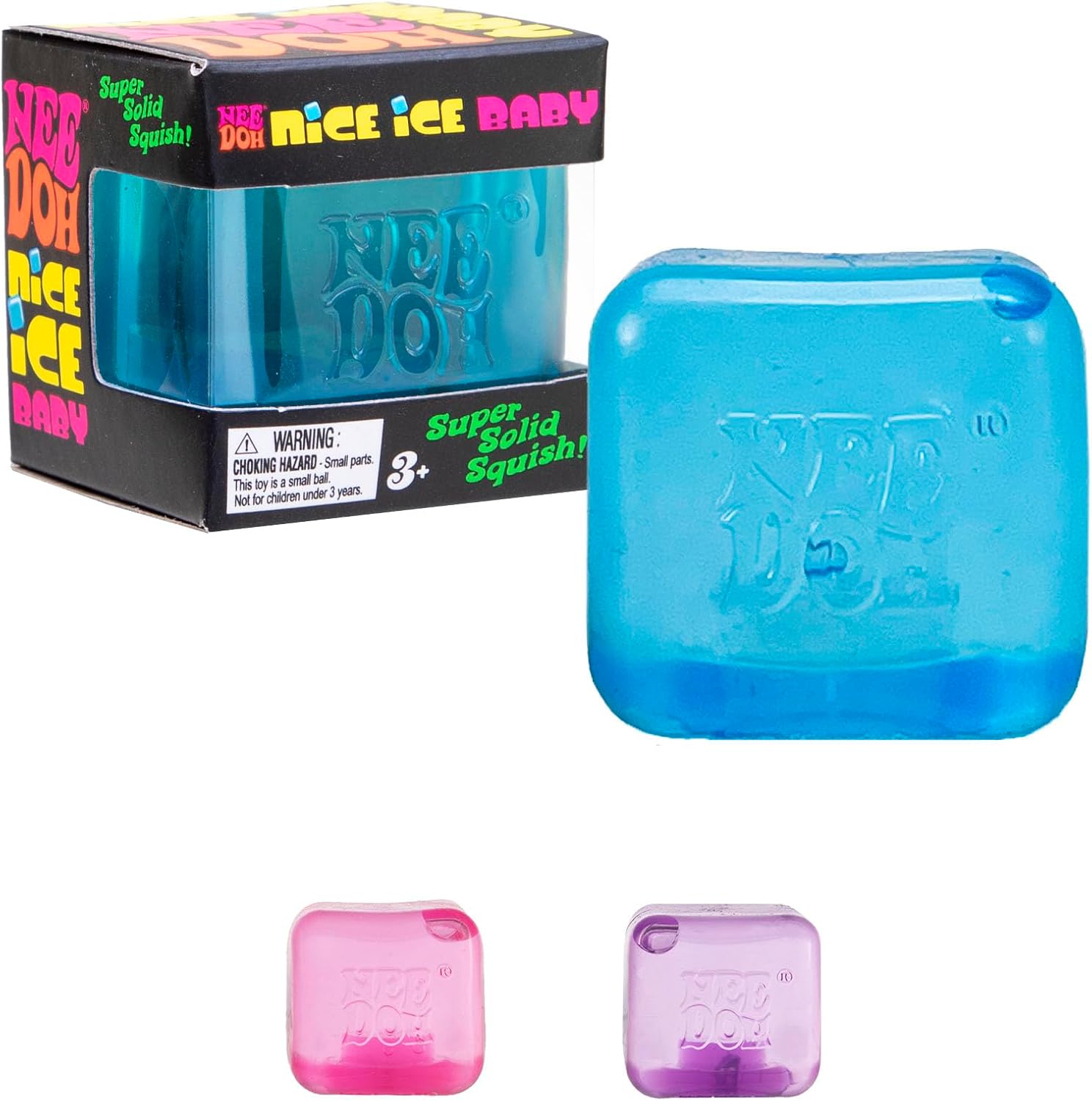 NeeDoh Nice Ice Baby - Sensory Squeeze Toy - Super Solid Squish - 1.25" Wide - Color May Vary (Pack of 1pc)